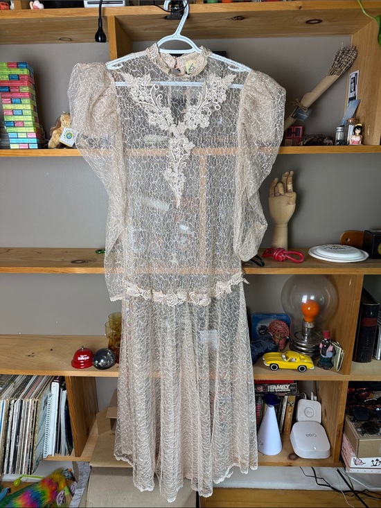 Vintage Dresses & Skirts - Vintage Sheer Lace Dress Maxi
